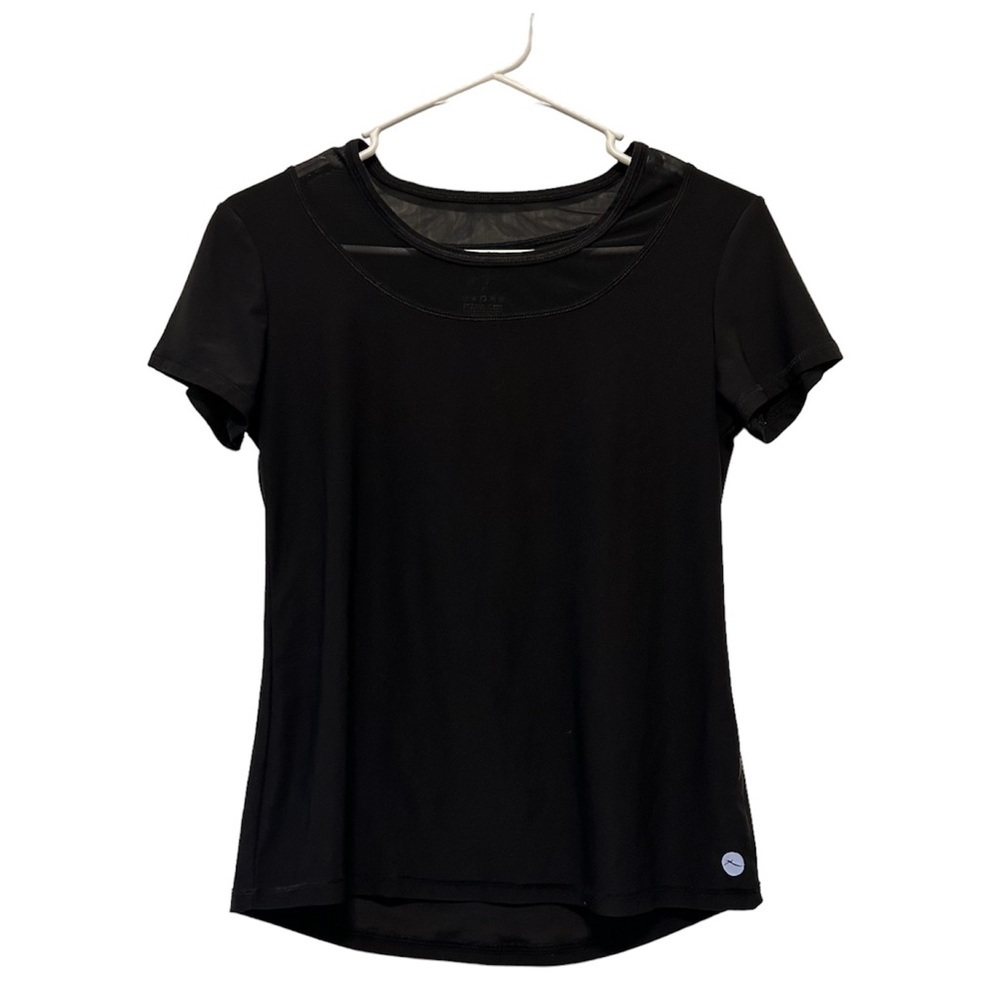 X BY GOTTEX Black Short Sleeve Crew Neck Mesh T-Shirt